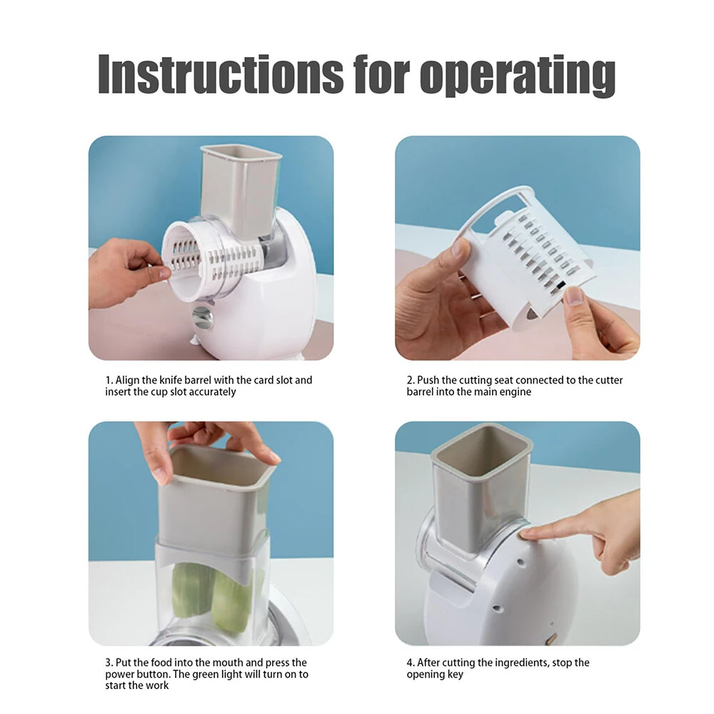 50W Multifunctional Vegetable Cutter Kitchen Drum Electric Vegetable Cutter Vegetable Slicer Potato Grater Electric Cheese Grater — view 8