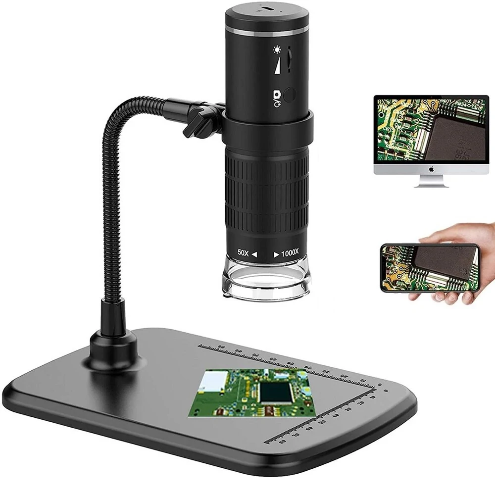 50X-1000X Wireless Digital Microscope Handheld USB HD Inspection Camera with Flexible Stand for Phone PC — Pricio