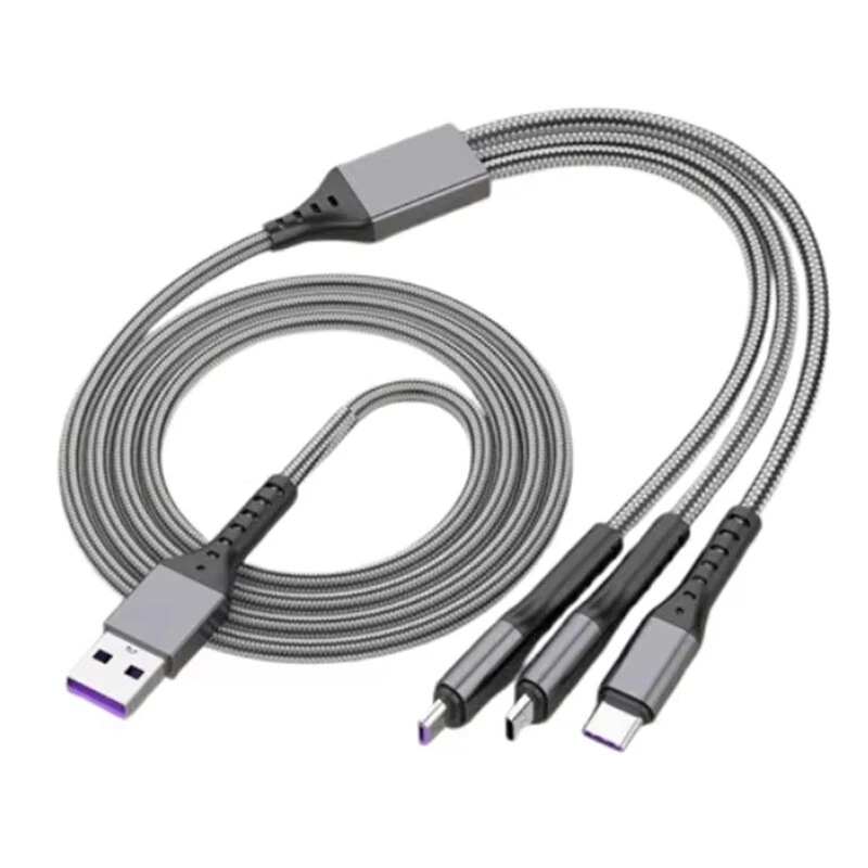 5A 66W USB-A to Type-C/iP/Micro USB Cable Fast Charging Data Transmission Copper Core Line 1.2M Long for iPhone 17 17Pro 16 Pro Max 15 14 13 for Xiaomi 17pro for Huawei Mate XTs for OPPO for VIVO — image 1