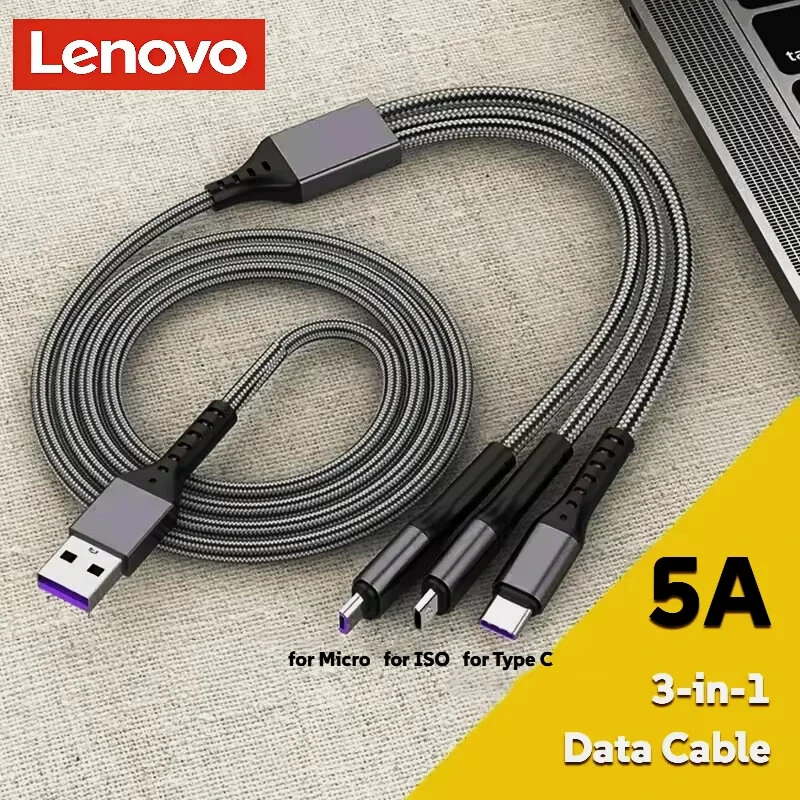 5A 66W USB-A to Type-C/iP/Micro USB Cable Fast Charging Data Transmission Copper Core Line 1.2M Long for iPhone 17 17Pro 16 Pro Max 15 14 13 for Xiaomi 17pro for Huawei Mate XTs for OPPO for VIVO — view 2