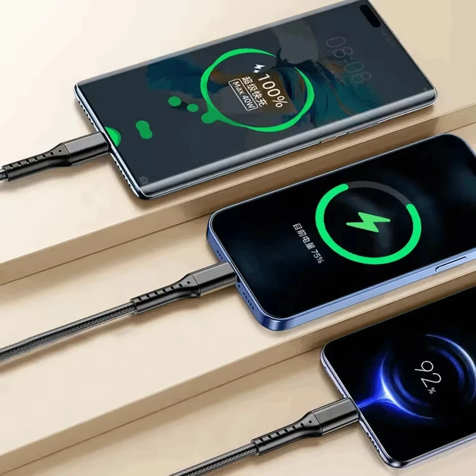 5A 66W USB-A to Type-C/iP/Micro USB Cable Fast Charging Data Transmission Copper Core Line 1.2M Long for iPhone 17 17Pro 16 Pro Max 15 14 13 for Xiaomi 17pro for Huawei Mate XTs for OPPO for VIVO — view 5