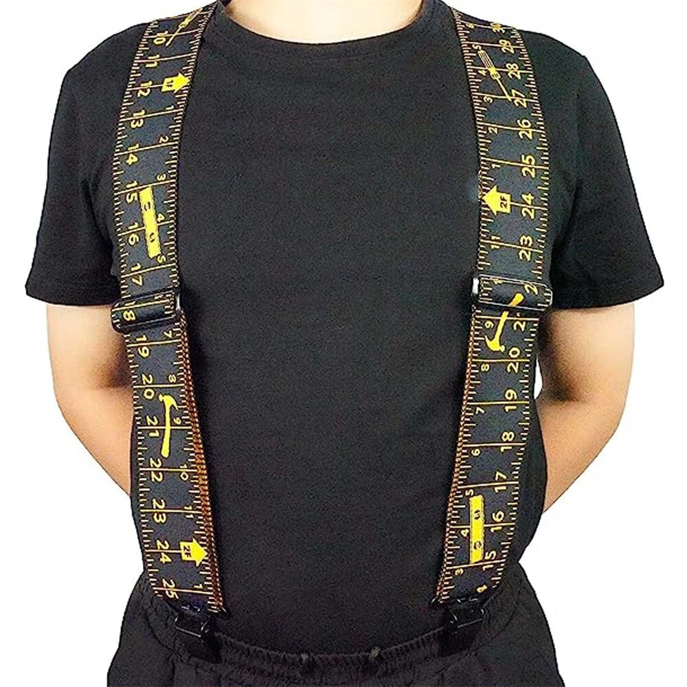 5cm Elastic Ruler Men's Suspender 4 Clips X-shaped Adjustable Casual Trousers Strap for Work Construction Tailoring — view 6