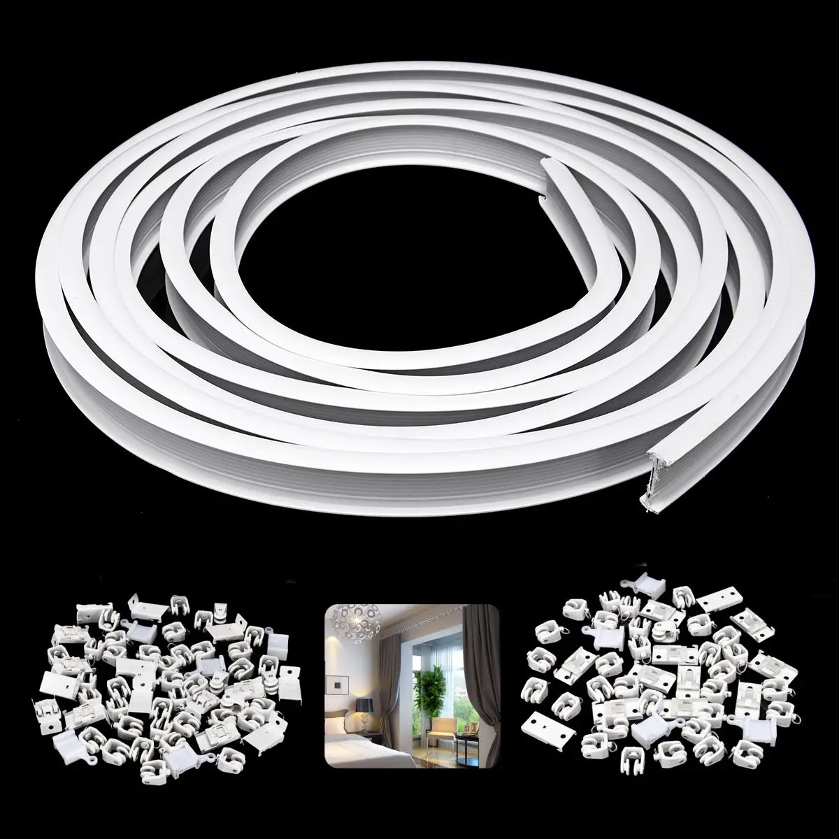 5M Curtains Track Rail Flexible Ceiling Mounted For Straight Slide Window Balcon — view 2