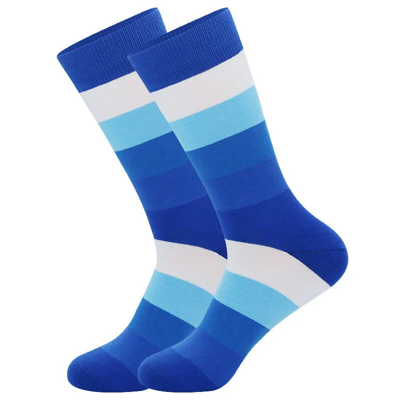 5Pairs Men's Striped Colorblock Dress Socks, Comfortable Funny Novelty Crew Socks Plus Size, Sweat Absorption Anti-friction Long Cotton Socks — view 4