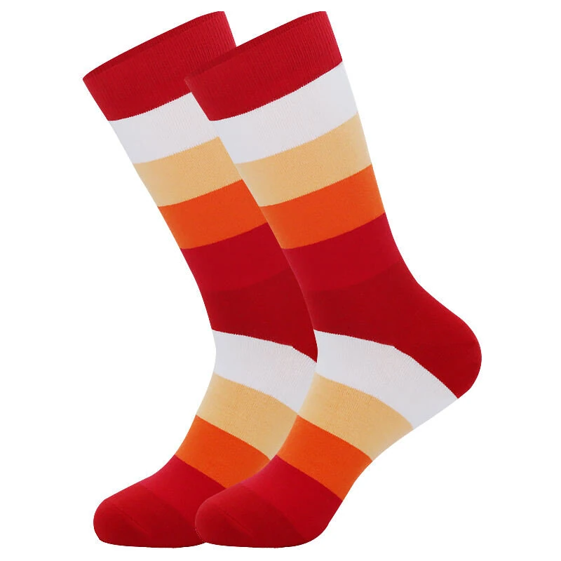 5Pairs Men's Striped Colorblock Dress Socks, Comfortable Funny Novelty Crew Socks Plus Size, Sweat Absorption Anti-friction Long Cotton Socks — view 5