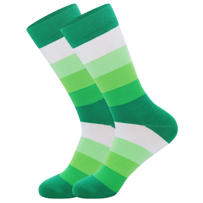 5Pairs Men's Striped Colorblock Dress Socks, Comfortable Funny Novelty Crew Socks Plus Size, Sweat Absorption Anti-friction Long Cotton Socks — view 6