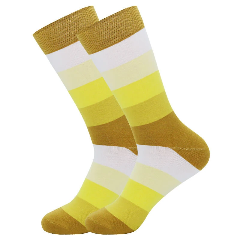 5Pairs Men's Striped Colorblock Dress Socks, Comfortable Funny Novelty Crew Socks Plus Size, Sweat Absorption Anti-friction Long Cotton Socks — view 7