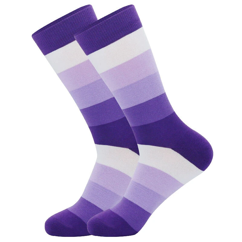 5Pairs Men's Striped Colorblock Dress Socks, Comfortable Funny Novelty Crew Socks Plus Size, Sweat Absorption Anti-friction Long Cotton Socks — view 8