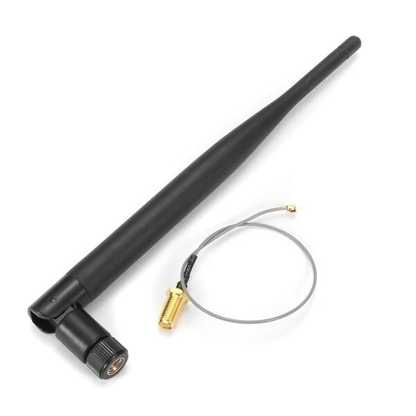 5pcs 2.4GHz 6dBi 50ohm Wireless Wifi Omni Copper Dipole Antenna SMA To IPEX For Monitoring Router 195mm — image 1