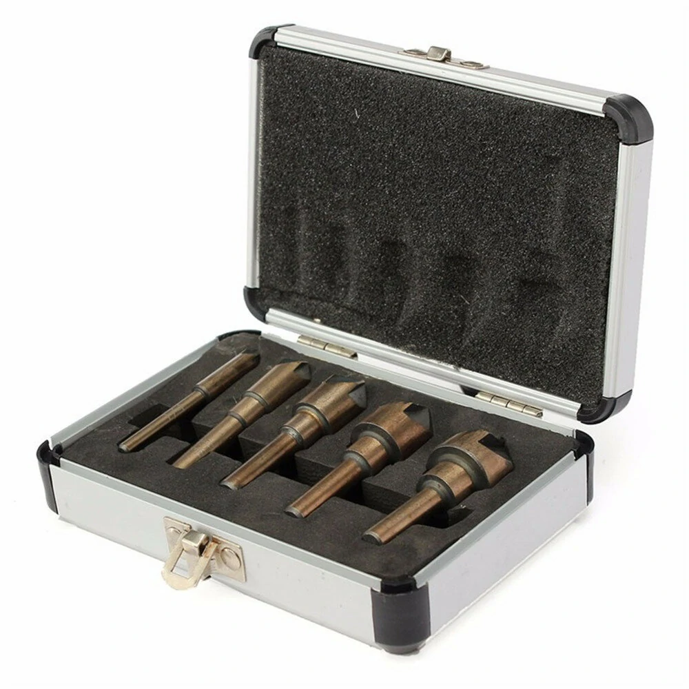 5PCS Countersink Tool Bit Set Includes 1/4" 3/8" 1/2" 5/8" 3/4" Drills Perfect for Woodworking Soft Metal DrillingPlastic Cutting — view 2