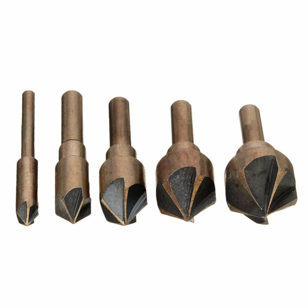 5PCS Countersink Tool Bit Set Includes 1/4" 3/8" 1/2" 5/8" 3/4" Drills Perfect for Woodworking Soft Metal DrillingPlastic Cutting — view 5