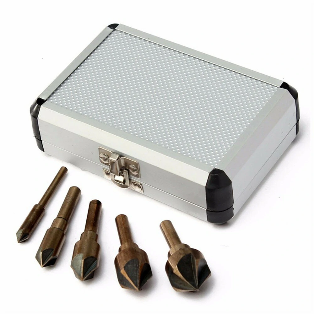 5PCS Countersink Tool Bit Set Includes 1/4" 3/8" 1/2" 5/8" 3/4" Drills Perfect for Woodworking Soft Metal DrillingPlastic Cutting — view 9