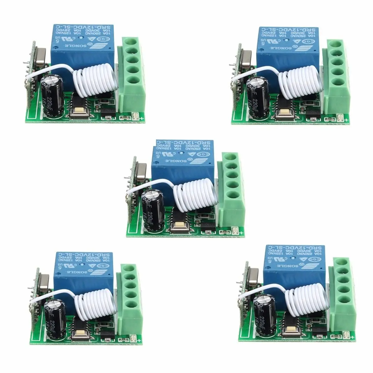 5Pcs DC12V 10A 1CH 433MHz Wireless Relay RF Remote Control Switch Receiver — Pricio
