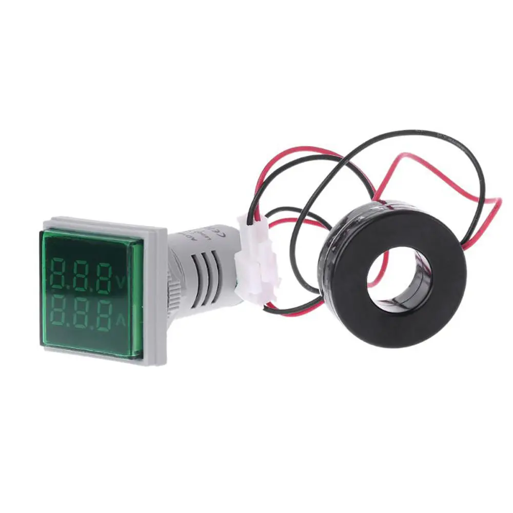 5pcs Green Light AC 60-500V 0-100A D18 Square LED Digital Dual Display Voltmeter — image 1