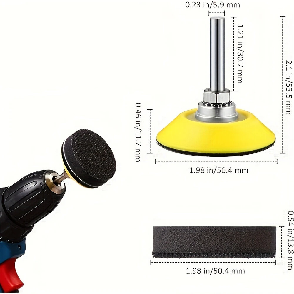 5pcs Hook and Loop Sanding Pads for Drill Attachment 2 Inch Foam Backing Compatible with Angle Grinders Sanding Polishing Pads 1/4 Shank — view 6