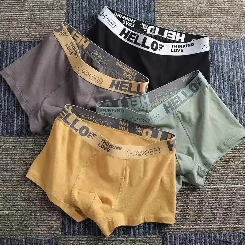 5pcs Men's Simple Cotton Boxer Briefs with Letter Print Waistband Large Size Comfy Breathable Solid Color Boxer Underwear Underpants — view 2
