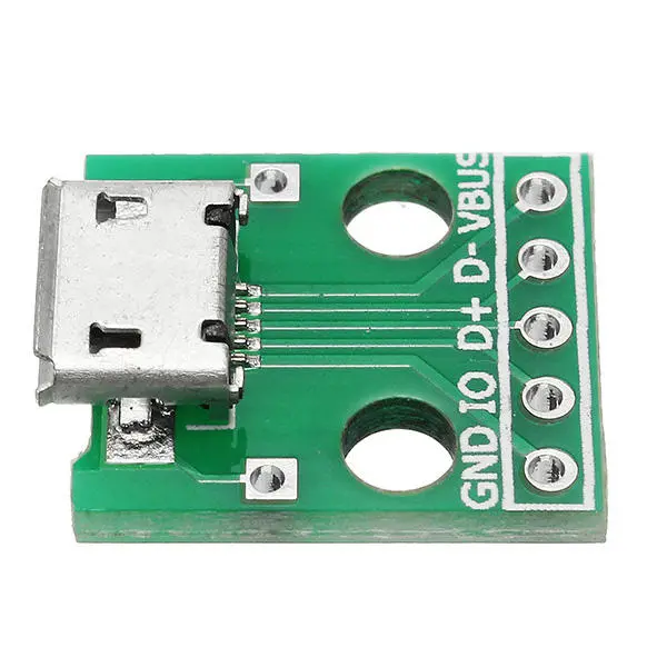 5pcs Micro USB To Dip Female Socket B Type Microphone 5P Patch To Dip 2.54mm Pin — view 5