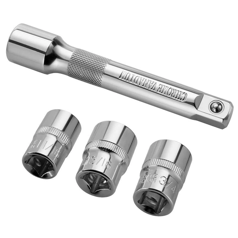 5PCS Torque Wrench Set 28-210Nm Bi-Directional Heat-Treated Steel Includes 3 Sockets 1 Extension Bar High Precision Tool — view 2