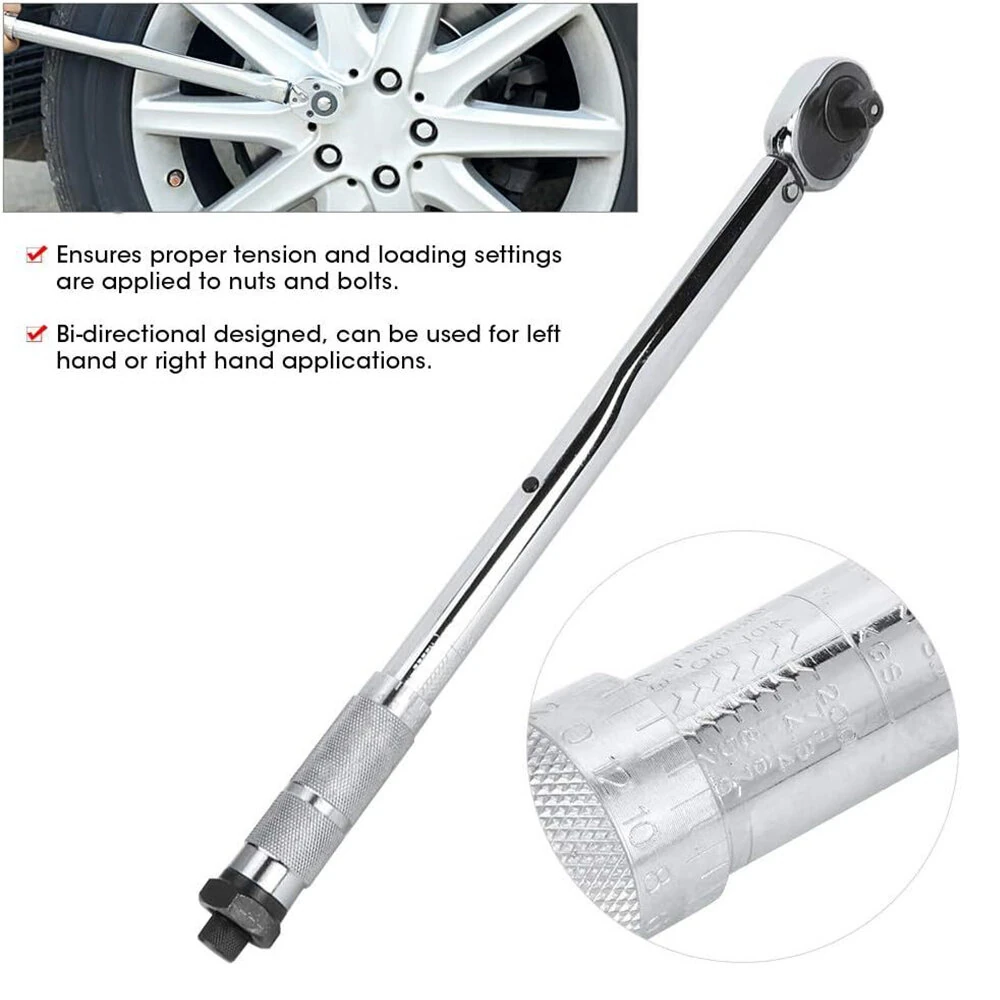 5PCS Torque Wrench Set 28-210Nm Bi-Directional Heat-Treated Steel Includes 3 Sockets 1 Extension Bar High Precision Tool — view 5