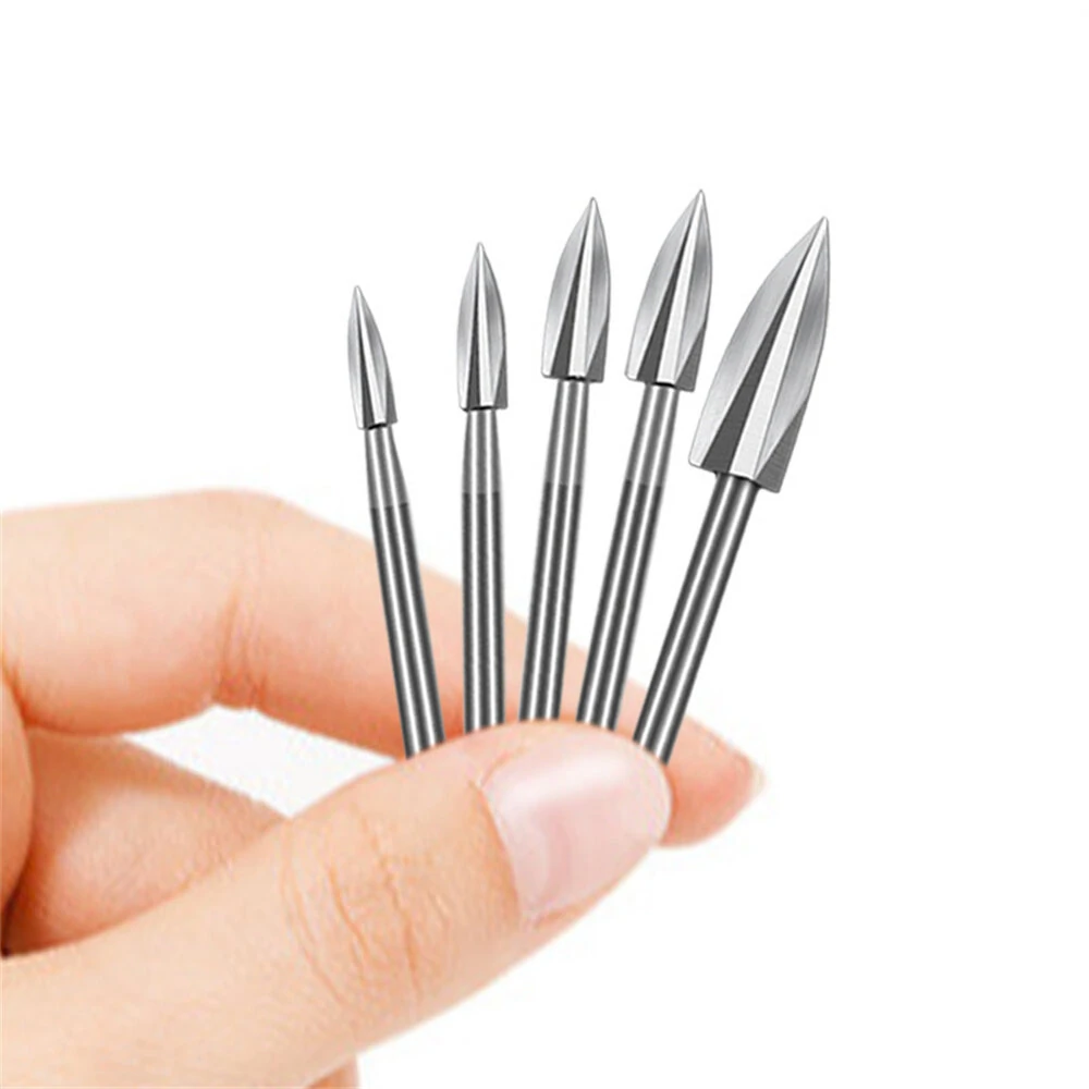 5Pcs Wood Carving Drill Bits HSS Engraving Drill Bit Set Solid Carbide Root Milling Grinder Burr Precise Woodworking Carve Tools — view 4