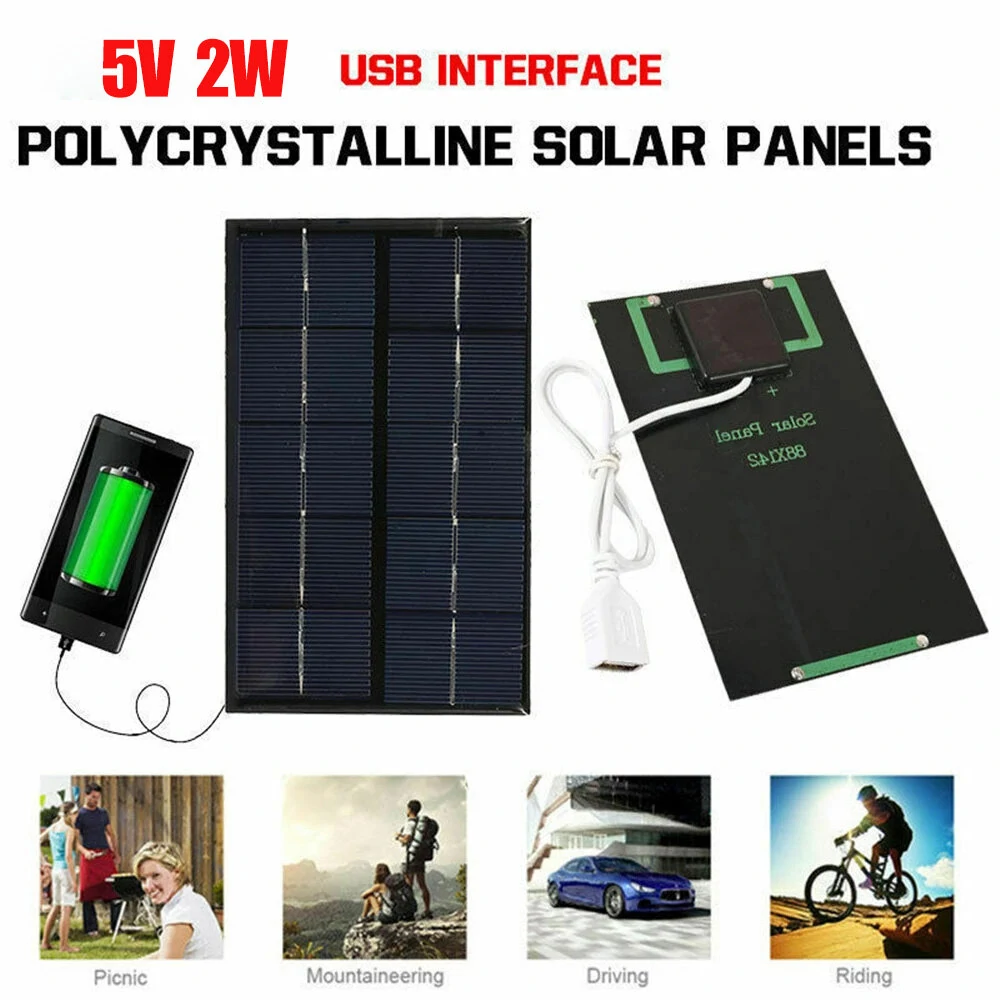5V 2W Solar Panel Output USB Outdoor Portable Solar System Cell Phone Charger Solar Panel Battery Module Power Panel — view 3
