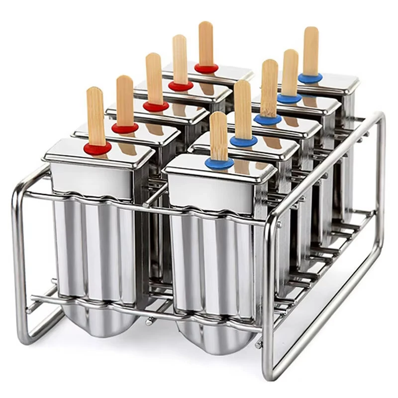 6 / 10PCS Stainless Steel Popsicle Mold Rack Ice Lolly Mold Frozen Lolly Popsicle Maker Homemade Ice Cream Mold with Popsicle Holder — Pricio
