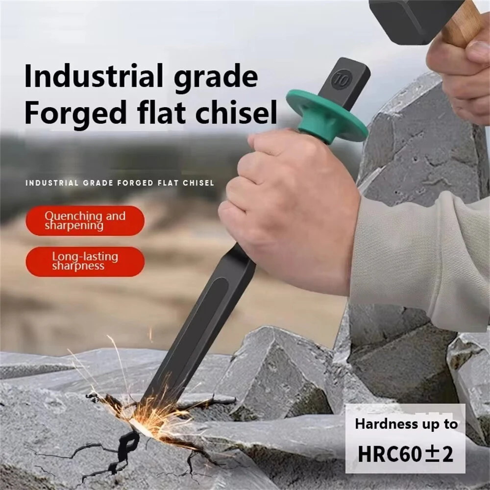 6-12 Inch Heavy Duty Flat Chisel Mason Concrete Chisel with Hand Protection for Demolishing Carving Scaling Breaking Hounding — view 3