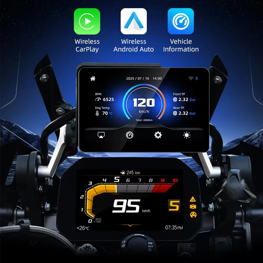 6.2-Inch Motorcycle GPS With Wireless CarPlay Android Auto IP67 Moto Display WonderWheel Compatible For BMW R1200GS R1250GS F800 F900 S1000XR — view 2