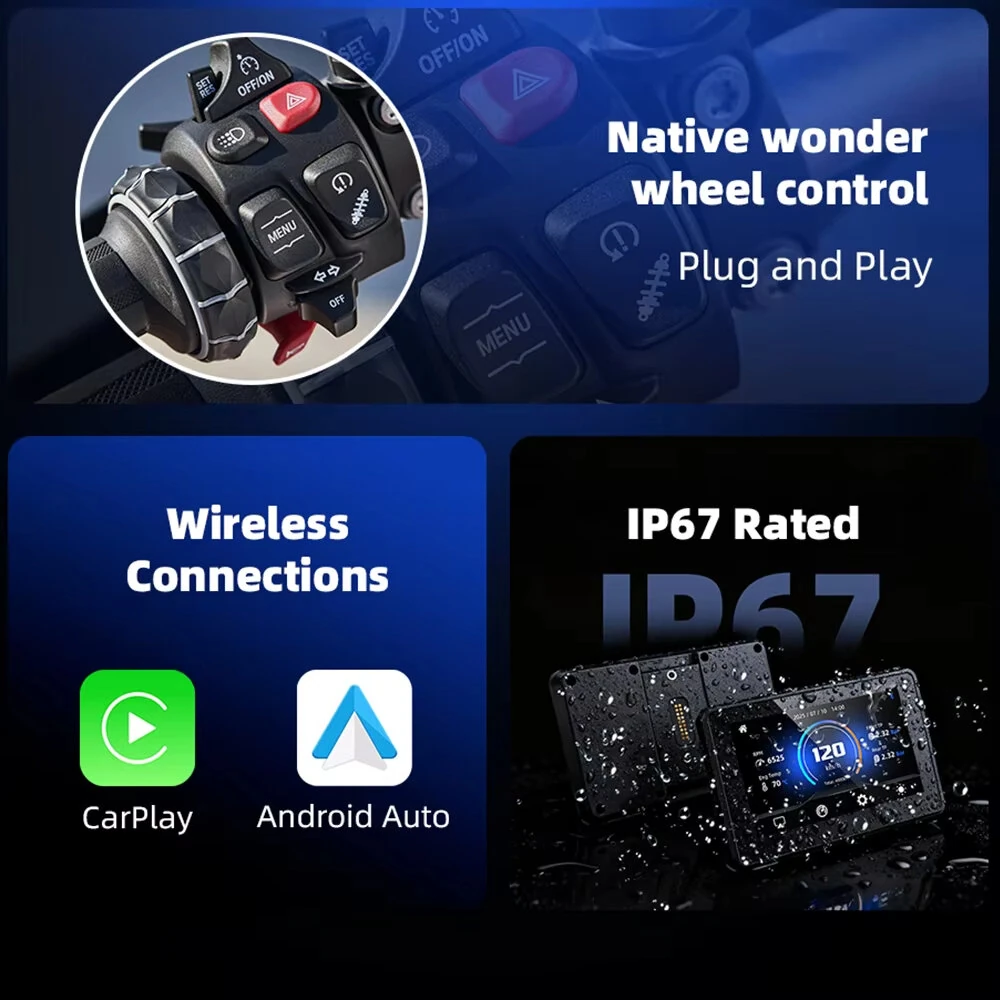 6.2-Inch Motorcycle GPS With Wireless CarPlay Android Auto IP67 Moto Display WonderWheel Compatible For BMW R1200GS R1250GS F800 F900 S1000XR — view 4