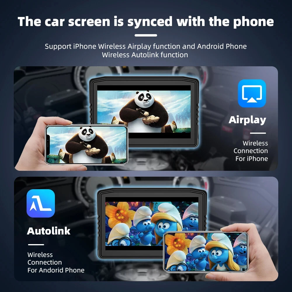 6.25" Wireless CarPlay Moto Android Auto Portable Digital Dashboard Anti Theft Removable Screen GPS Motorcycle Navigation — view 6