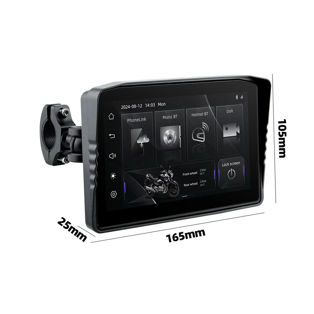 6.25" Wireless CarPlay Moto Android Auto Portable Digital Dashboard Anti Theft Removable Screen GPS Motorcycle Navigation — view 7
