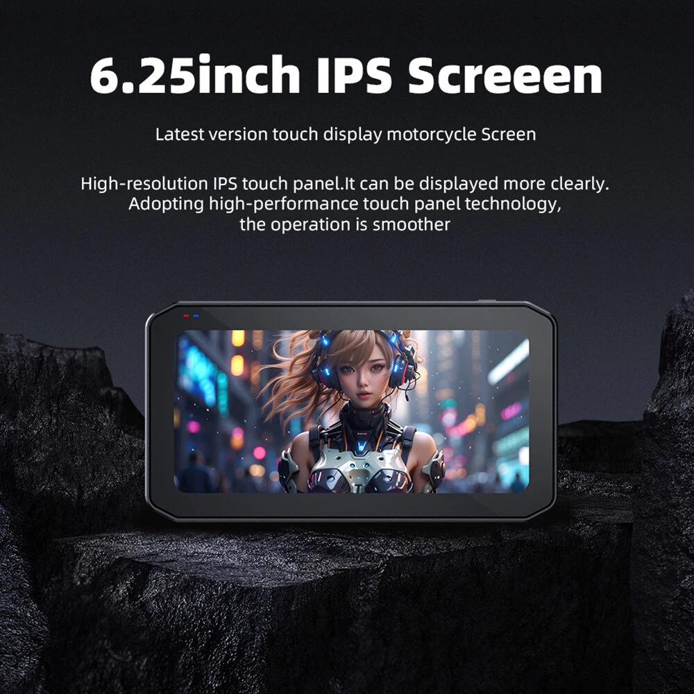 6.25inch Wireless CarPlay Moto Android Auto Portable Digital Dashboard GPS Motorcycle Navigation Display GPS Remote Control TPMS — view 6