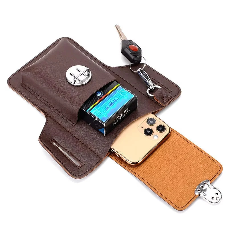 6.9-inch Mobile Phone Bag Men's Multifunctional Anti-theft Waterproof Waist Bag Hang Keys Belted Phone Pouch — view 3