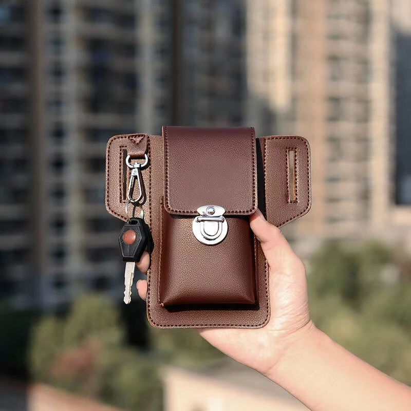 6.9-inch Mobile Phone Bag Men's Multifunctional Anti-theft Waterproof Waist Bag Hang Keys Belted Phone Pouch — view 7