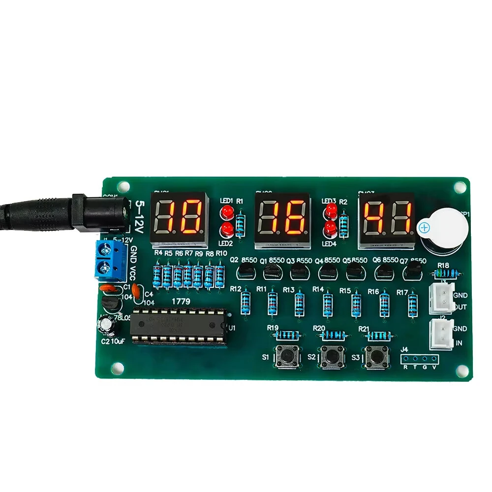 6-bit Digital Clock DIY Kit 51 Microcontroller Electronic Clock 6 bit Tube LED Display Module Suite Parts and Components DC5-12V — image 1