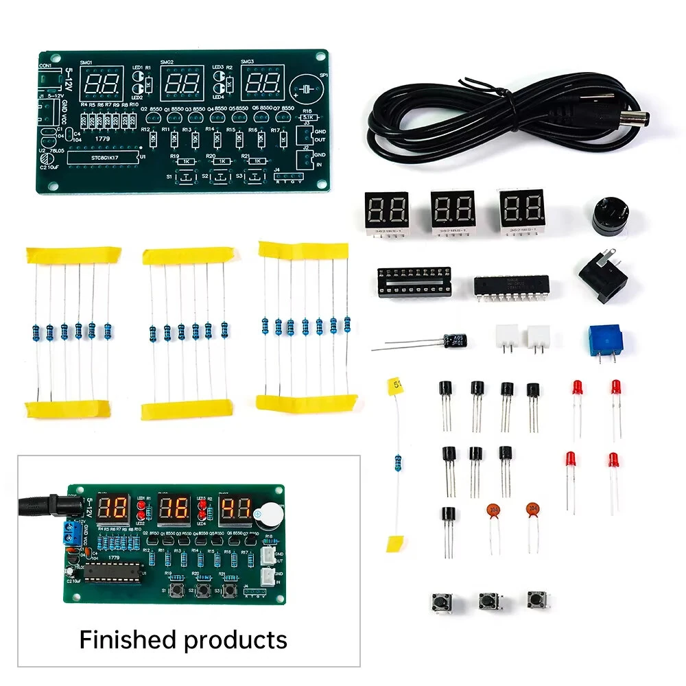 6-bit Digital Clock DIY Kit 51 Microcontroller Electronic Clock 6 bit Tube LED Display Module Suite Parts and Components DC5-12V — view 3
