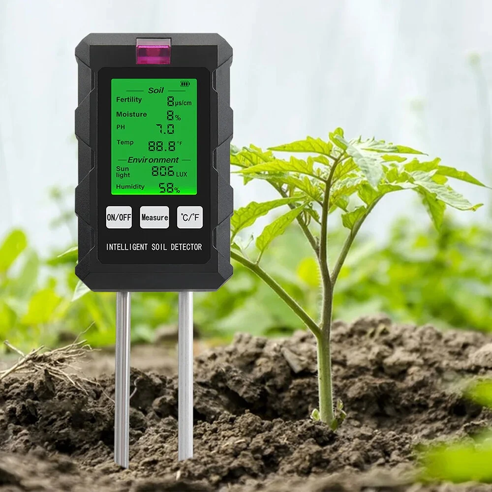 6 in 1 Digital Soil Tester PH Meter Fertility Soil Moisture Sunlight Ambient Humidity Temperature Monitor Detector Garden Soil Analyzer — Pricio