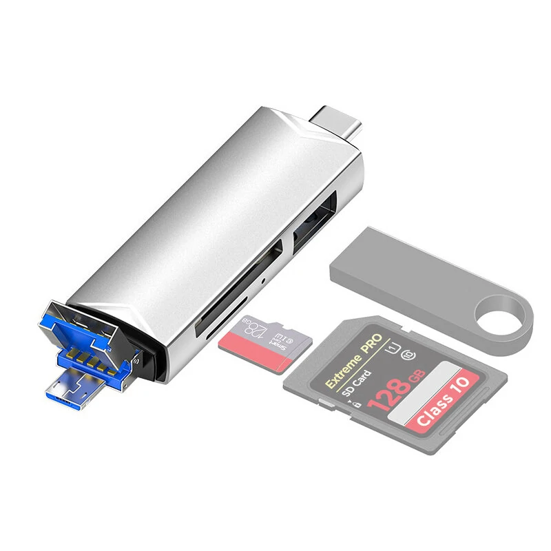 6-in-1 OTG Type-C&USB Card Reader with Flash Disk SD/TF Interface Multifunctional USB Adapter for Phone Laptop Computer — view 5