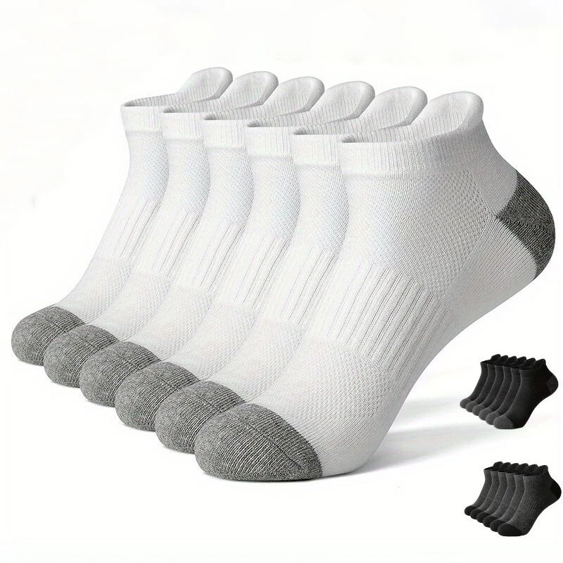 6 Pair Cotton Men Socks Comfy Solid Color Male's Short Sock Summer Cycling Breathable Mesh Running Ankle Socks — view 11