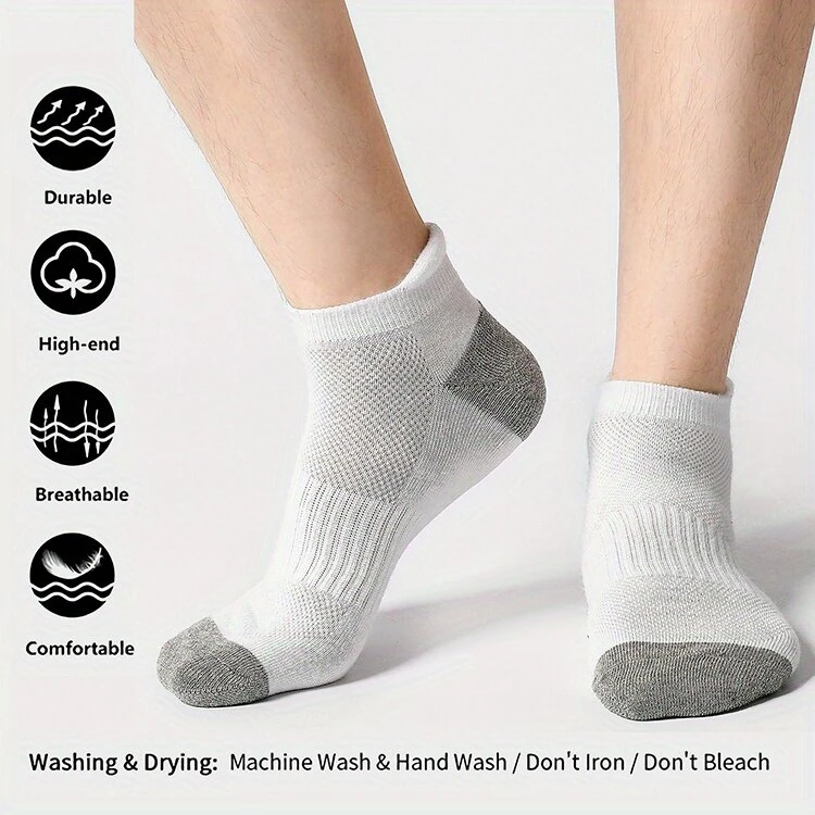 6 Pair Cotton Men Socks Comfy Solid Color Male's Short Sock Summer Cycling Breathable Mesh Running Ankle Socks — view 3
