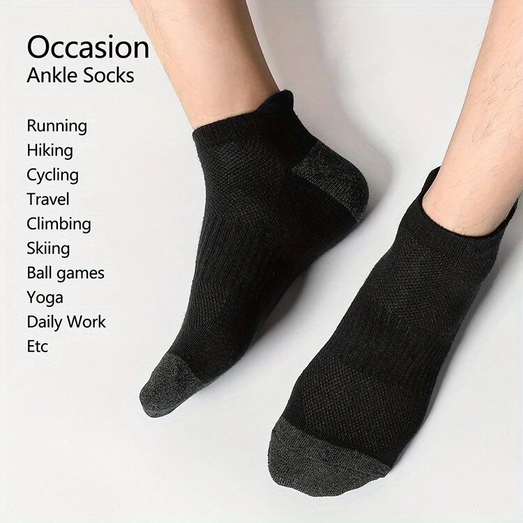 6 Pair Cotton Men Socks Comfy Solid Color Male's Short Sock Summer Cycling Breathable Mesh Running Ankle Socks — view 8