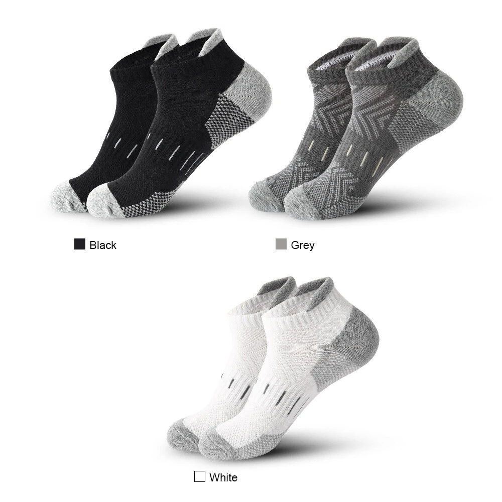 6 Pairs Mens Athletic Ankle Socks Running Cycling Sport Socks Moisture Wicking Cushion High Elastic Short Socks Comfy Breathable Casual Socks — view 2