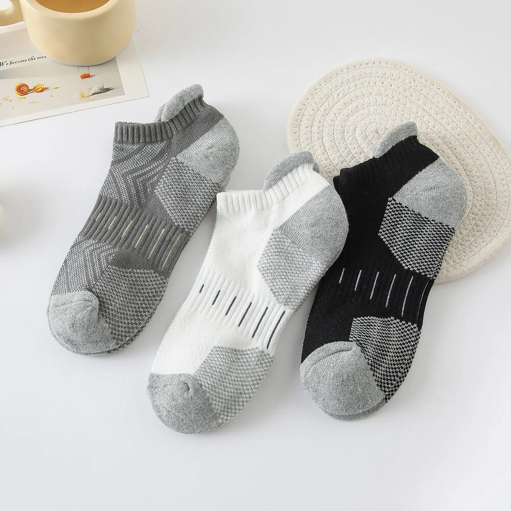 6 Pairs Mens Athletic Ankle Socks Running Cycling Sport Socks Moisture Wicking Cushion High Elastic Short Socks Comfy Breathable Casual Socks — view 4