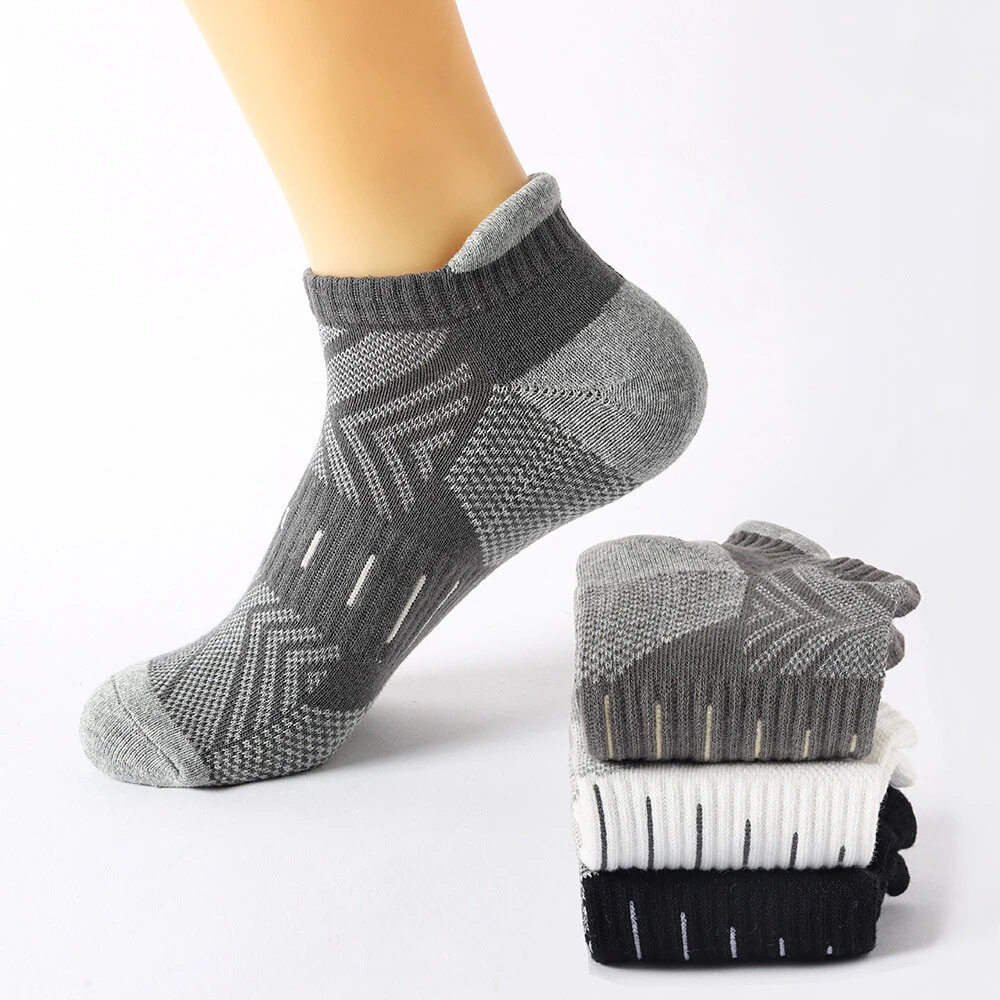 6 Pairs Mens Athletic Ankle Socks Running Cycling Sport Socks Moisture Wicking Cushion High Elastic Short Socks Comfy Breathable Casual Socks — view 5