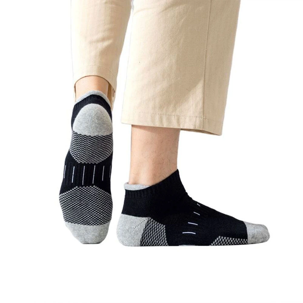 6 Pairs Mens Athletic Ankle Socks Running Cycling Sport Socks Moisture Wicking Cushion High Elastic Short Socks Comfy Breathable Casual Socks — view 9