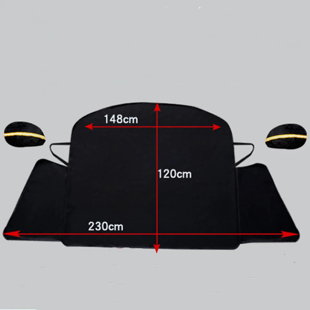 600D Car Windshield Sunshade Snow Cover with Rearview Mirrors Covers Waterproof Sun Blocking Snowproof — image 1