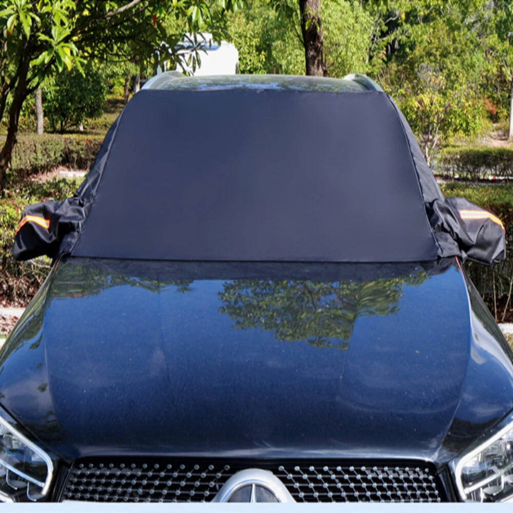 600D Car Windshield Sunshade Snow Cover with Rearview Mirrors Covers Waterproof Sun Blocking Snowproof — view 3