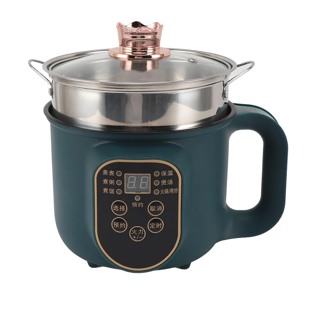 600W Electric Cooking Pot Portable 1.8L Stainless Steel with Timer Removable Cord for Home Camping Picnics Food Grade Material — view 11