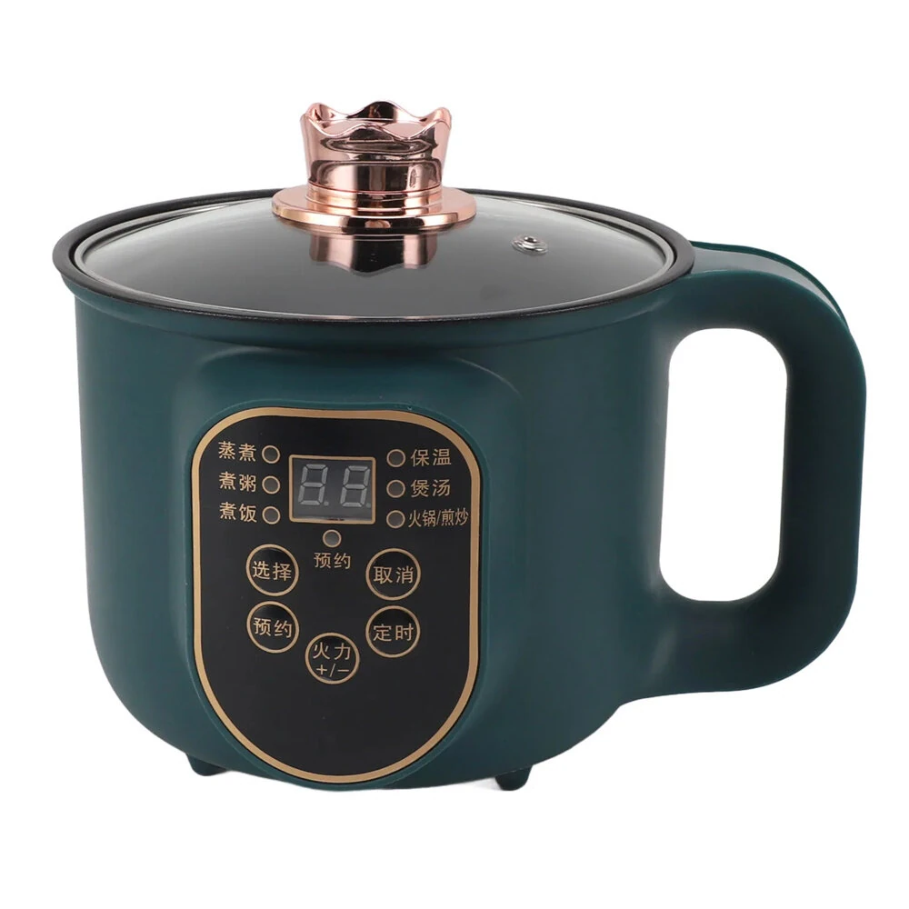 600W Electric Cooking Pot Portable 1.8L Stainless Steel with Timer Removable Cord for Home Camping Picnics Food Grade Material — view 2