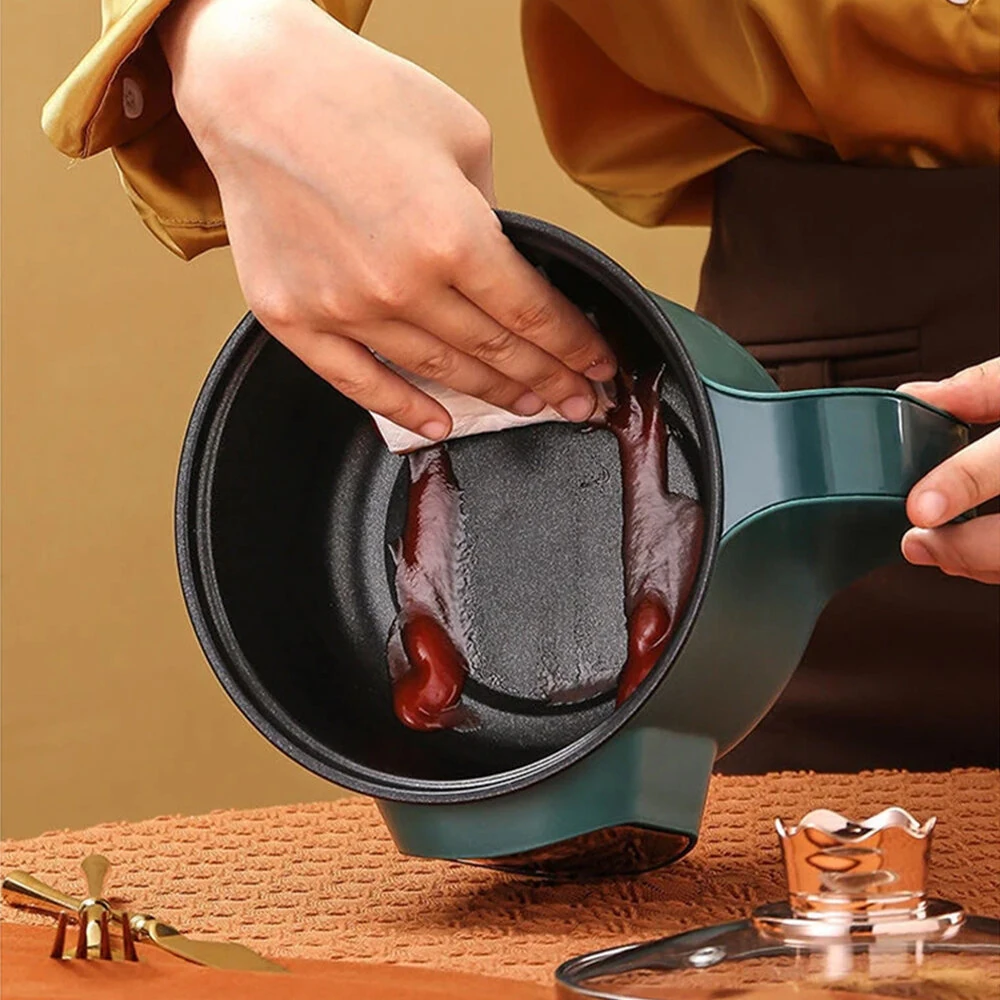 600W Electric Cooking Pot Portable 1.8L Stainless Steel with Timer Removable Cord for Home Camping Picnics Food Grade Material — view 6